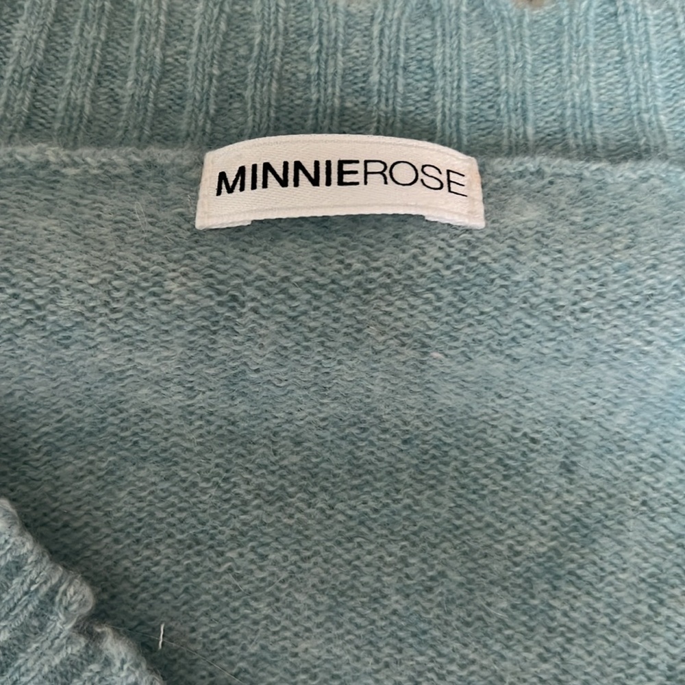 Minnie Rose Cashmere Fray V Neck Sweater - Picture 3 of 5